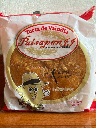 [21672] TORTA DE PAN VAINILLA 28X240GR PAISA
